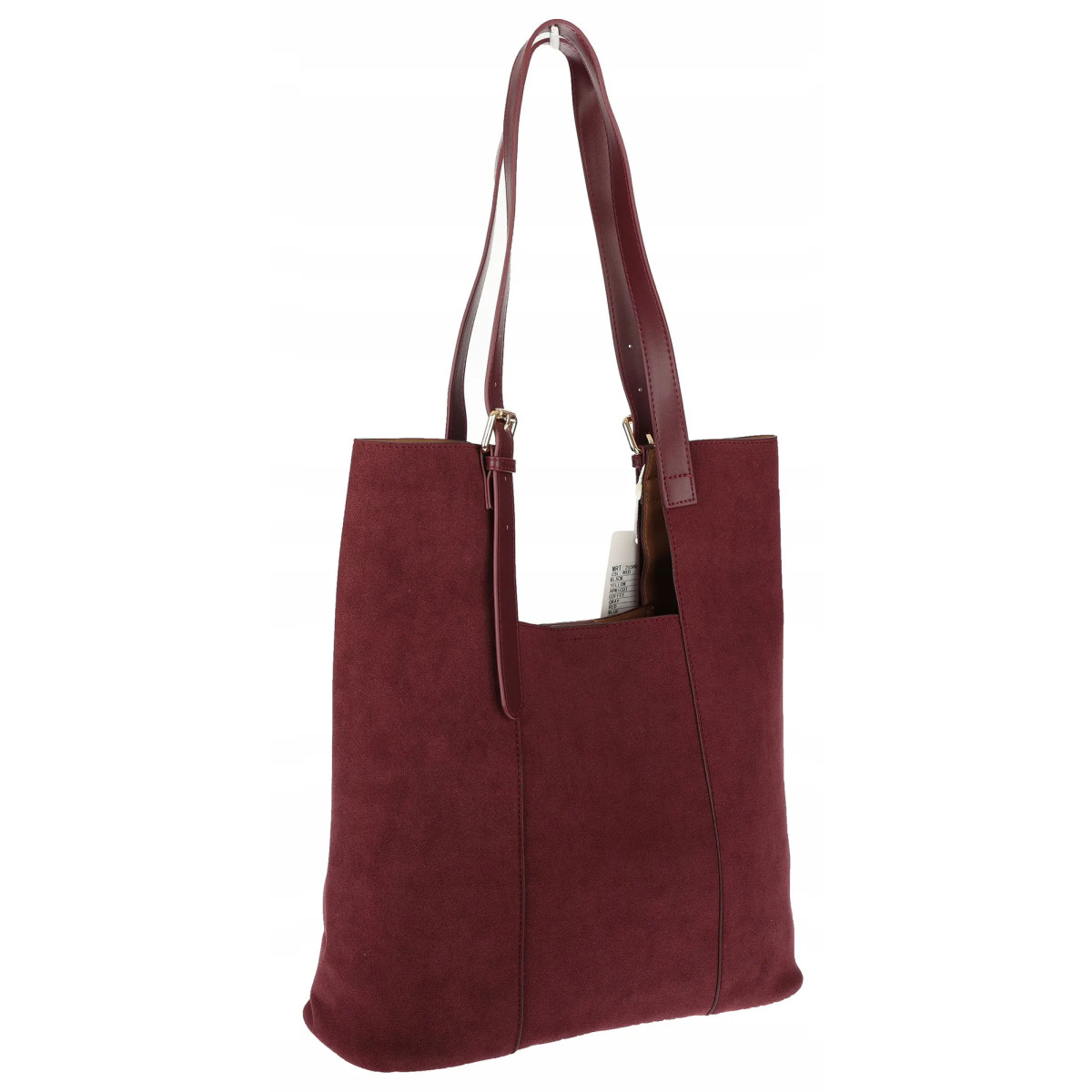 Torebka Damska Shopper duża HERISSON Torba na Ramię eko zamsz 60650 Bordowa