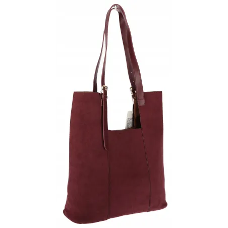 Torebka Damska Shopper duża HERISSON Torba na Ramię eko zamsz 60650 Bordowa