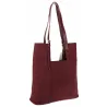 Torebka Damska Shopper duża HERISSON Torba na Ramię eko zamsz 60650 Bordowa