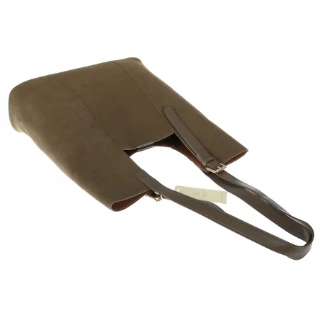 Torebka Damska Shopper duża HERISSON Torba na Ramię eko zamsz 60650 Zielona