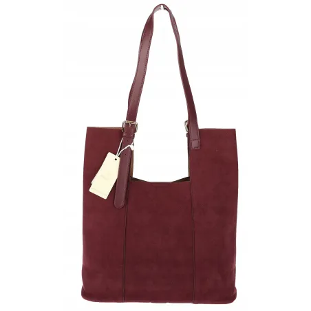 Torebka Damska Shopper duża HERISSON Torba na Ramię eko zamsz 60650 Bordowa