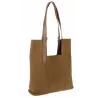 Torebka Damska Shopper duża HERISSON Torba na Ramię eko zamsz 60650 Brązowa