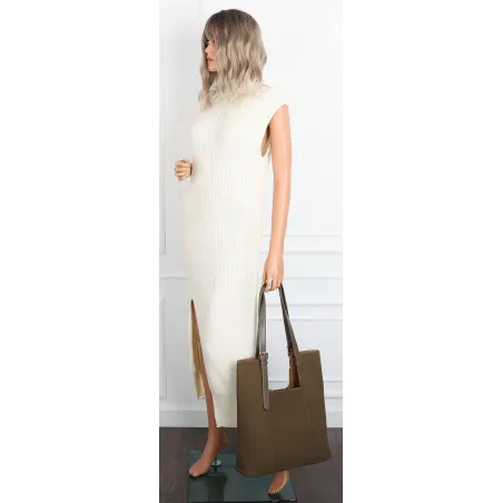 Torebka Damska Shopper duża HERISSON Torba na Ramię eko zamsz 60650 Zielona