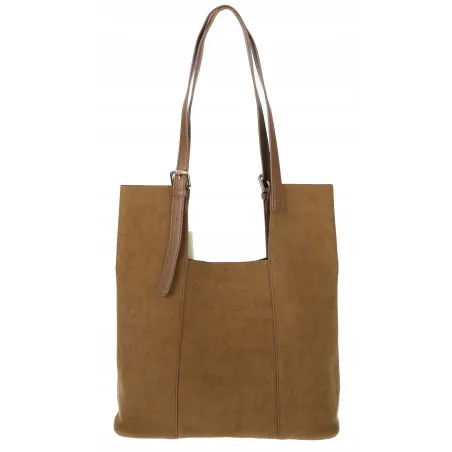 Torebka Damska Shopper duża HERISSON Torba na Ramię eko zamsz 60650 Brązowa
