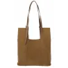 Torebka Damska Shopper duża HERISSON Torba na Ramię eko zamsz 60650 Brązowa