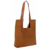 Torebka Damska Shopper duża HERISSON Torba na Ramię eko zamsz 60650 Brązowa