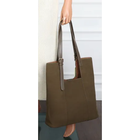 Torebka Damska Shopper duża HERISSON Torba na Ramię eko zamsz 60650 Zielona