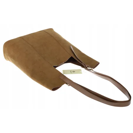 Torebka Damska Shopper duża HERISSON Torba na Ramię eko zamsz 60650 Brązowa
