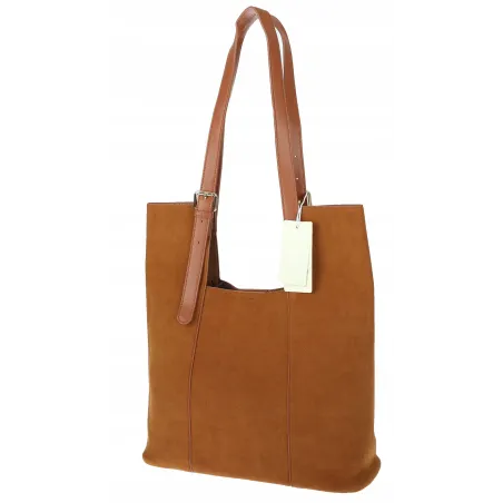 Torebka Damska Shopper duża HERISSON Torba na Ramię eko zamsz 60650 Brązowa