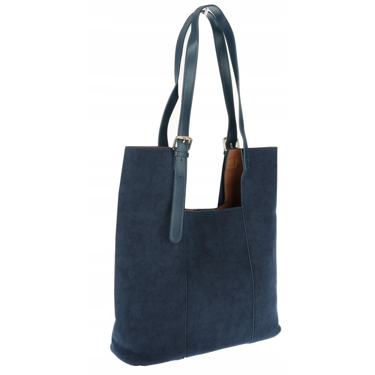 Torebka Damska Shopper duża HERISSON na Ramię eko zamsz 60650 Granatowa