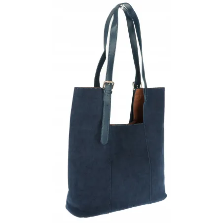 Torebka Damska Shopper duża HERISSON na Ramię eko zamsz 60650 Granatowa