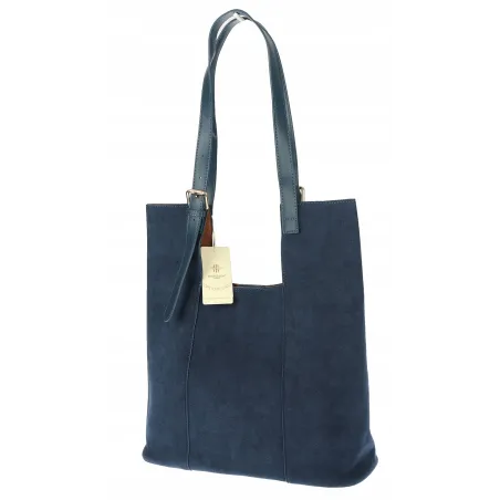 Torebka Damska Shopper duża HERISSON na Ramię eko zamsz 60650 Granatowa