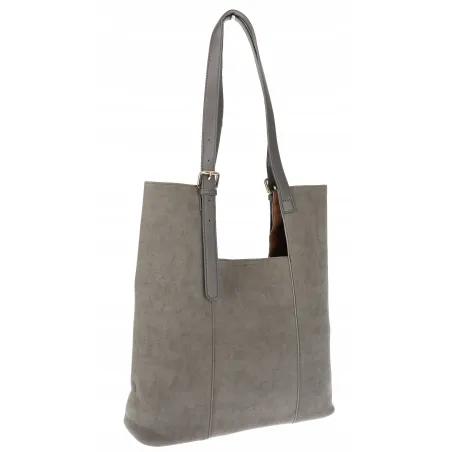 Torebka Damska Shopper duża HERISSON Torba na Ramię eko zamsz 60650 Szara