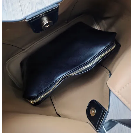 Torebka Damska Shopper duża HERISSON Torba na Ramię eko zamsz 60650 Czarna