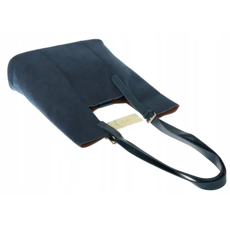 Torebka Damska Shopper duża HERISSON na Ramię eko zamsz 60650 Granatowa