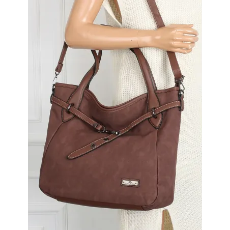 Torebka Damska Shopper Worek Pojemna Modna Miejska Torba CH6683 Czekoladowa