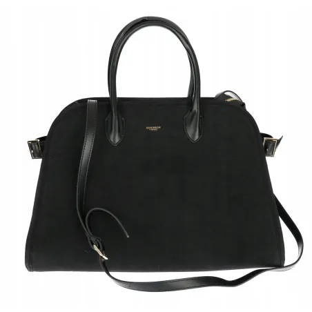 Torebka damska duża pojemna modna torba kuferek HERISSON zamsz 6053 Czarna