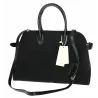 Torebka damska duża pojemna modna torba kuferek HERISSON zamsz 6053 Czarna