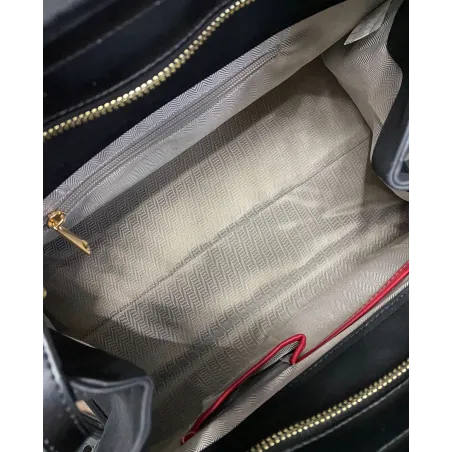 Torebka damska duża pojemna modna torba kuferek HERISSON zamsz 6053 Czarna