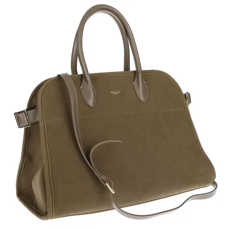 Torebka damska duża pojemna modna torba kuferek HERISSON zamsz 6053 Zielona