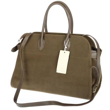 Torebka damska duża pojemna modna torba kuferek HERISSON zamsz 6053 Zielona