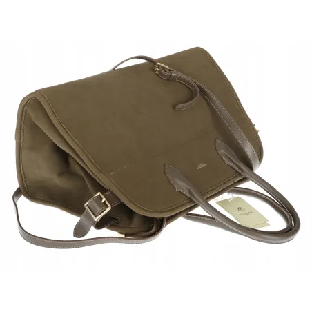 Torebka damska duża pojemna modna torba kuferek HERISSON zamsz 6053 Zielona