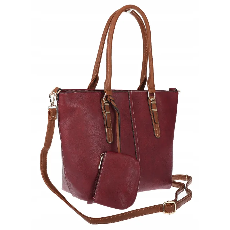 Torebka Damska Shopper Pojemna A4 modna duża torba teczka 0702 Bordowa Torebka Damska Shopper Pojemna A4 modna duża torba teczka 0702 Bordowa