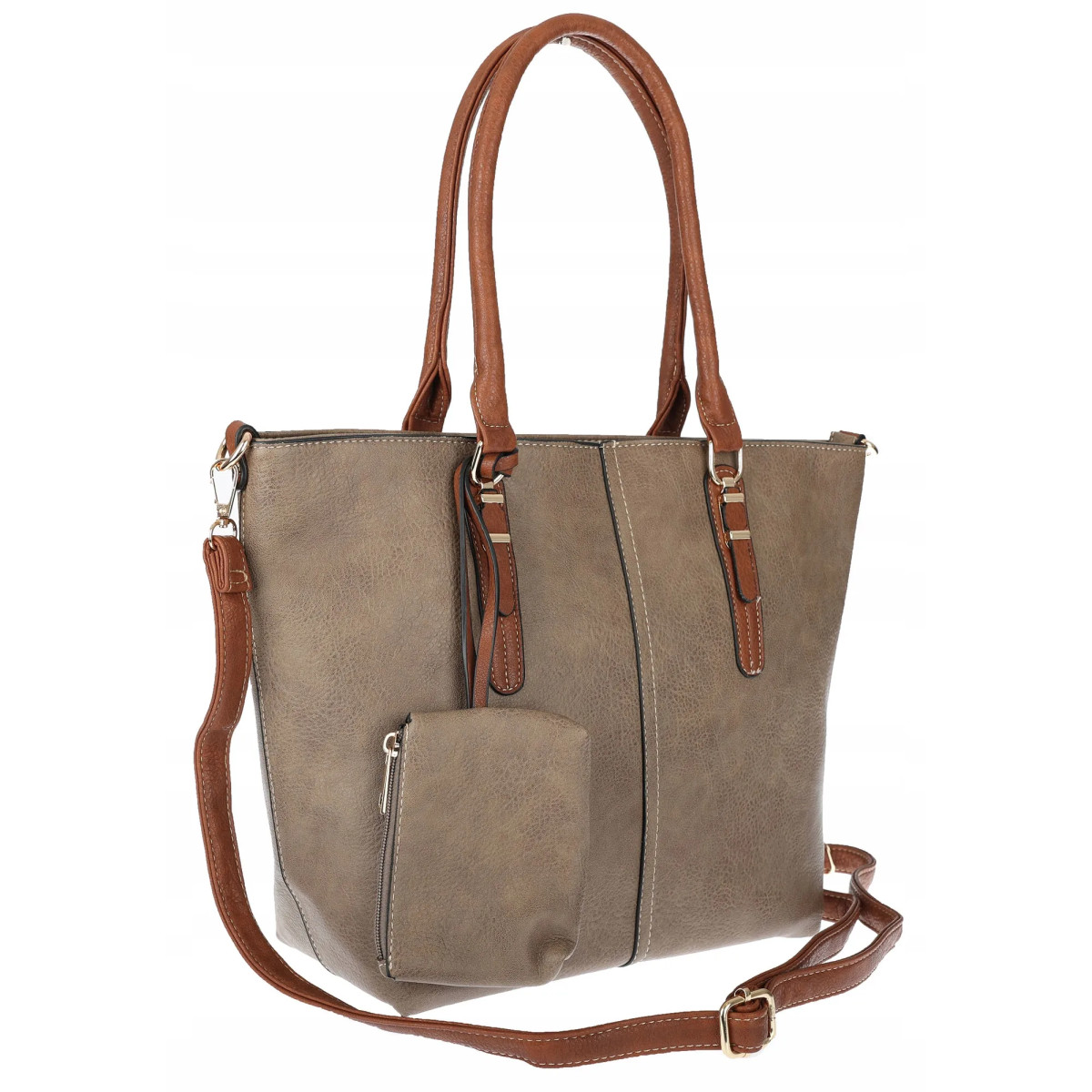 Torebka Damska Shopper Pojemna A4 modna duża torba teczka lekka 0702 Beżowa