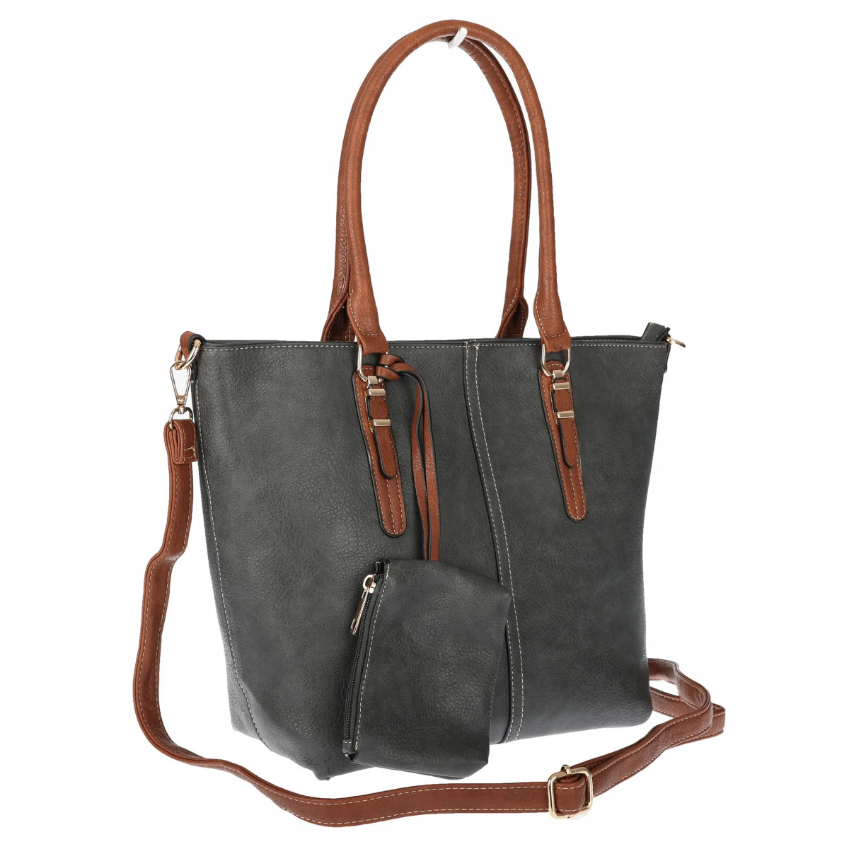 Torebka Damska Shopper Pojemna A4 modna duża torba teczka lekka 0702 Szara