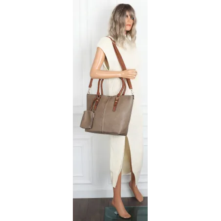 Torebka Damska Shopper Pojemna A4 modna duża torba teczka lekka 0702 Beżowa
