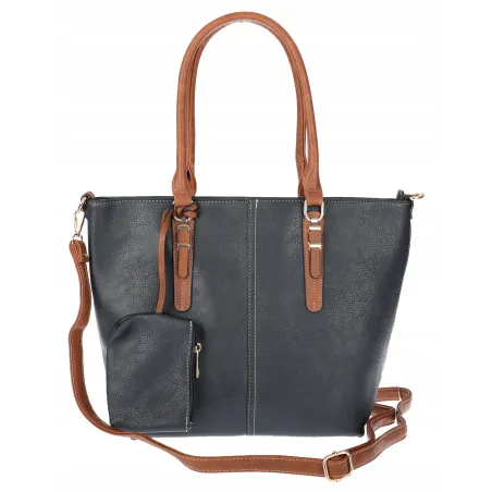 Torebka Damska Shopper Pojemna A4 modna duża torba teczka 0702 Granatowa