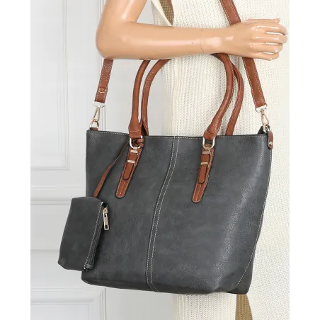 Torebka Damska Shopper Pojemna A4 modna duża torba teczka lekka 0702 Szara