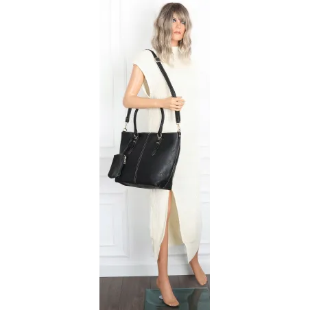 Torebka Damska Shopper Pojemna A4 modna duża torba teczka lekka 0702 Czarna