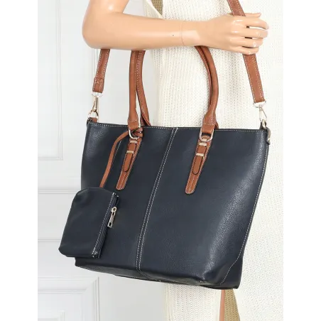 Torebka Damska Shopper Pojemna A4 modna duża torba teczka 0702 Granatowa