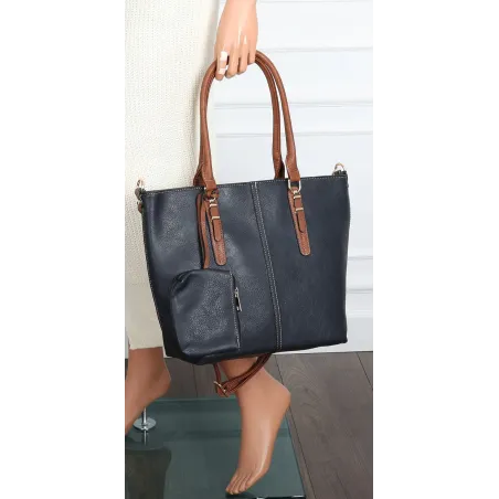 Torebka Damska Shopper Pojemna A4 modna duża torba teczka 0702 Granatowa