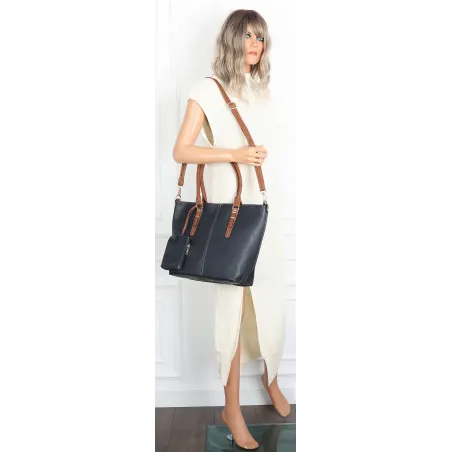 Torebka Damska Shopper Pojemna A4 modna duża torba teczka 0702 Granatowa