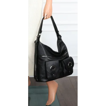 Torebka Damska Shopper Plecak Miejska 2w1 Worek Torba na Ramię 88020 Czarna