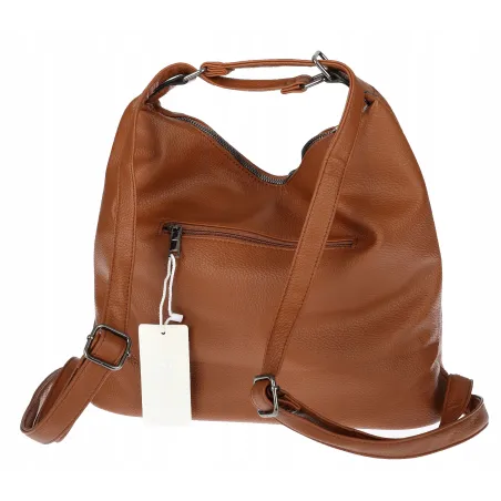Torebka Damska Shopper Listonoszka Plecak 2w1 Worek na Ramię 88020 Brązowa