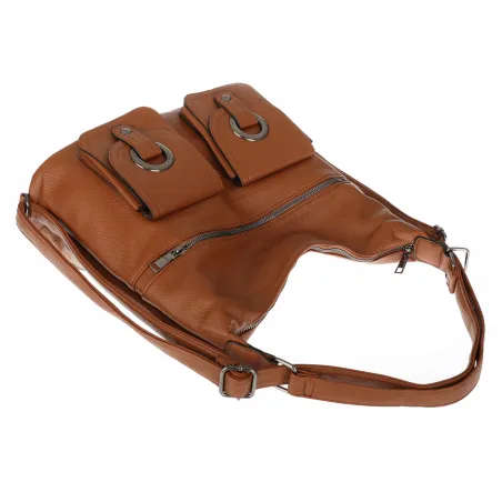 Torebka Damska Shopper Listonoszka Plecak 2w1 Worek na Ramię 88020 Brązowa