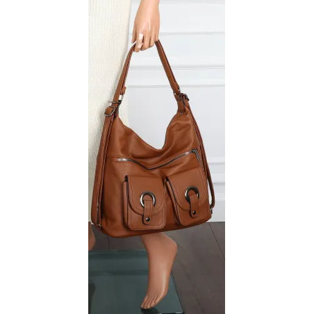 Torebka Damska Shopper Listonoszka Plecak 2w1 Worek na Ramię 88020 Brązowa