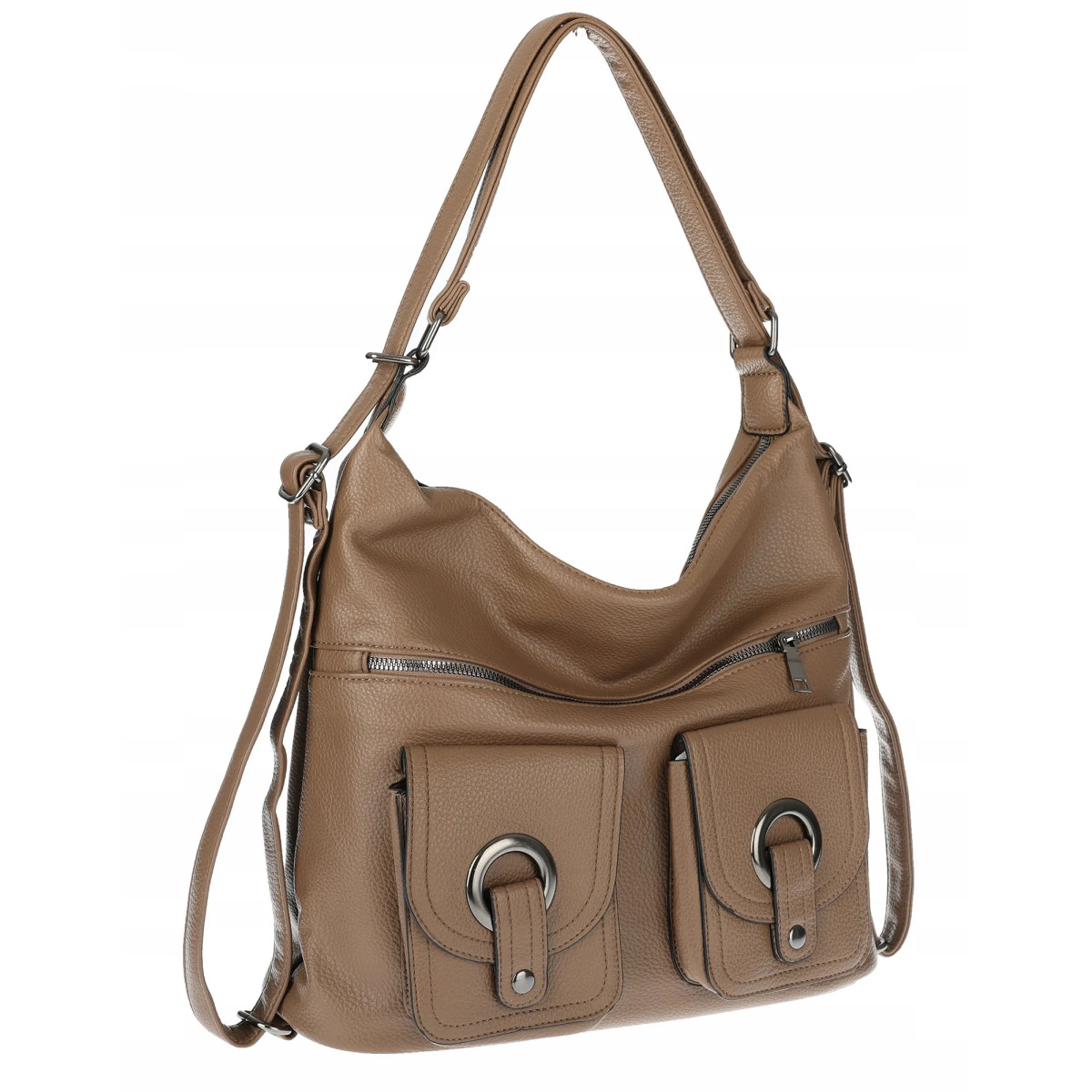 Torebka Damska Shopper Listonoszka Plecak 2w1 Worek na Ramię 88020 Beżowa