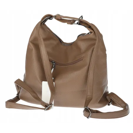 Torebka Damska Shopper Listonoszka Plecak 2w1 Worek na Ramię 88020 Beżowa
