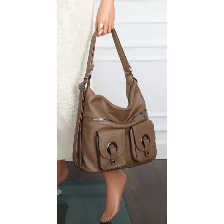 Torebka Damska Shopper Listonoszka Plecak 2w1 Worek na Ramię 88020 Beżowa