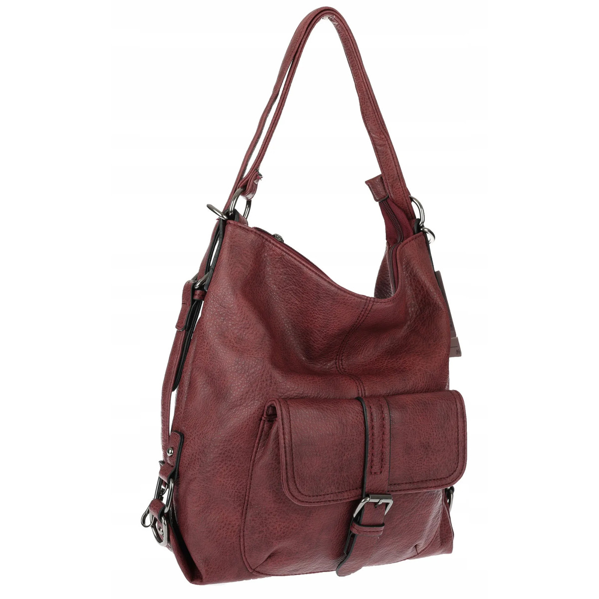 Torebka Damska Shopper Listonoszka Plecak 2w1 Torba na Ramię 7136 Bordowa