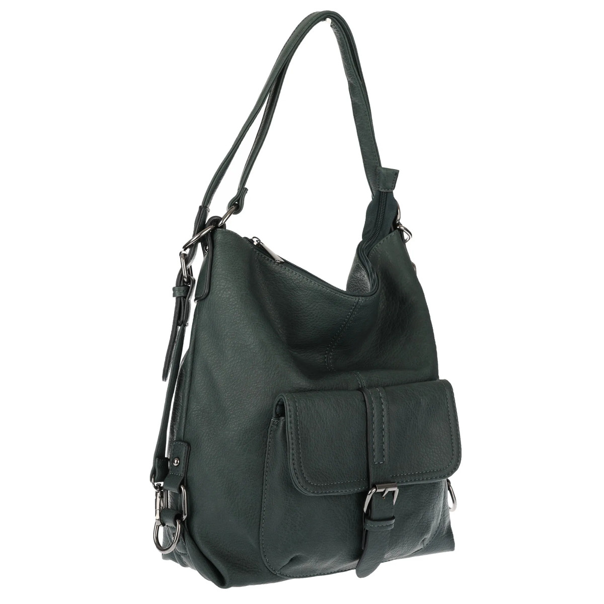 Torebka Damska Shopper Listonoszka Plecak 2w1 Worek na Ramię 7136 Zielona