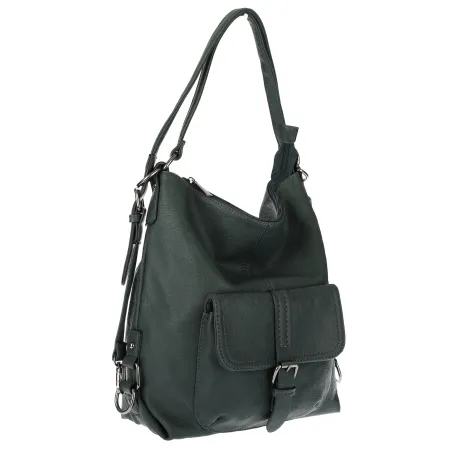 Torebka Damska Shopper Listonoszka Plecak 2w1 Worek na Ramię 7136 Zielona