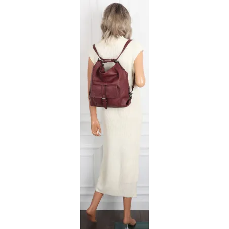 Torebka Damska Shopper Listonoszka Plecak 2w1 Torba na Ramię 7136 Bordowa