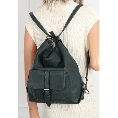 Torebka Damska Shopper Listonoszka Plecak 2w1 Worek na Ramię 7136 Zielona