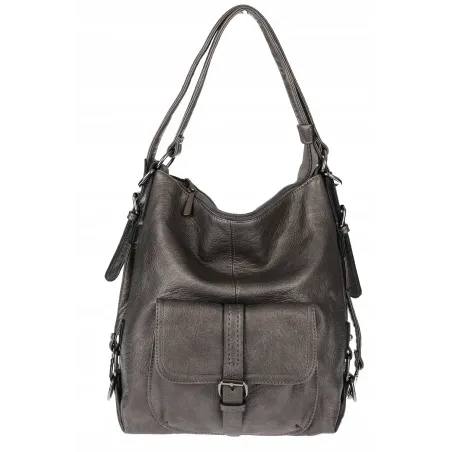 Torebka Damska Shopper Listonoszka Plecak 2w1 Worek na Ramię 7136 Szara