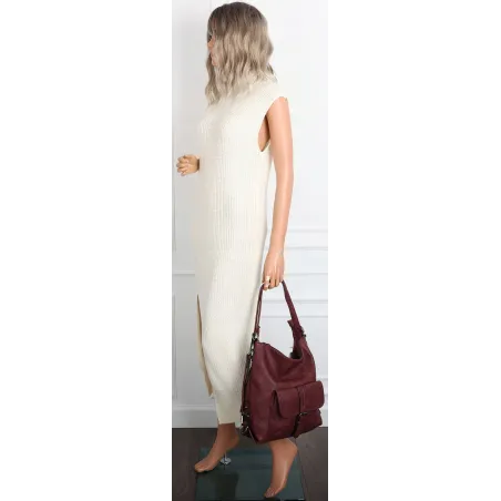 Torebka Damska Shopper Listonoszka Plecak 2w1 Torba na Ramię 7136 Bordowa